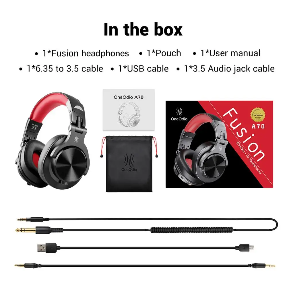 Oneodio Fusion Headphones Stereo Over Ear Wired/Wireless Headset Professional Recording Studio Monitor DJ Headphones