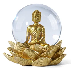 Hot selling New Chinese Zen Resin Buddha Ornaments Other Home Decor Resin Crafts Golden Lotus Buddha Statue Gifts For Friend
