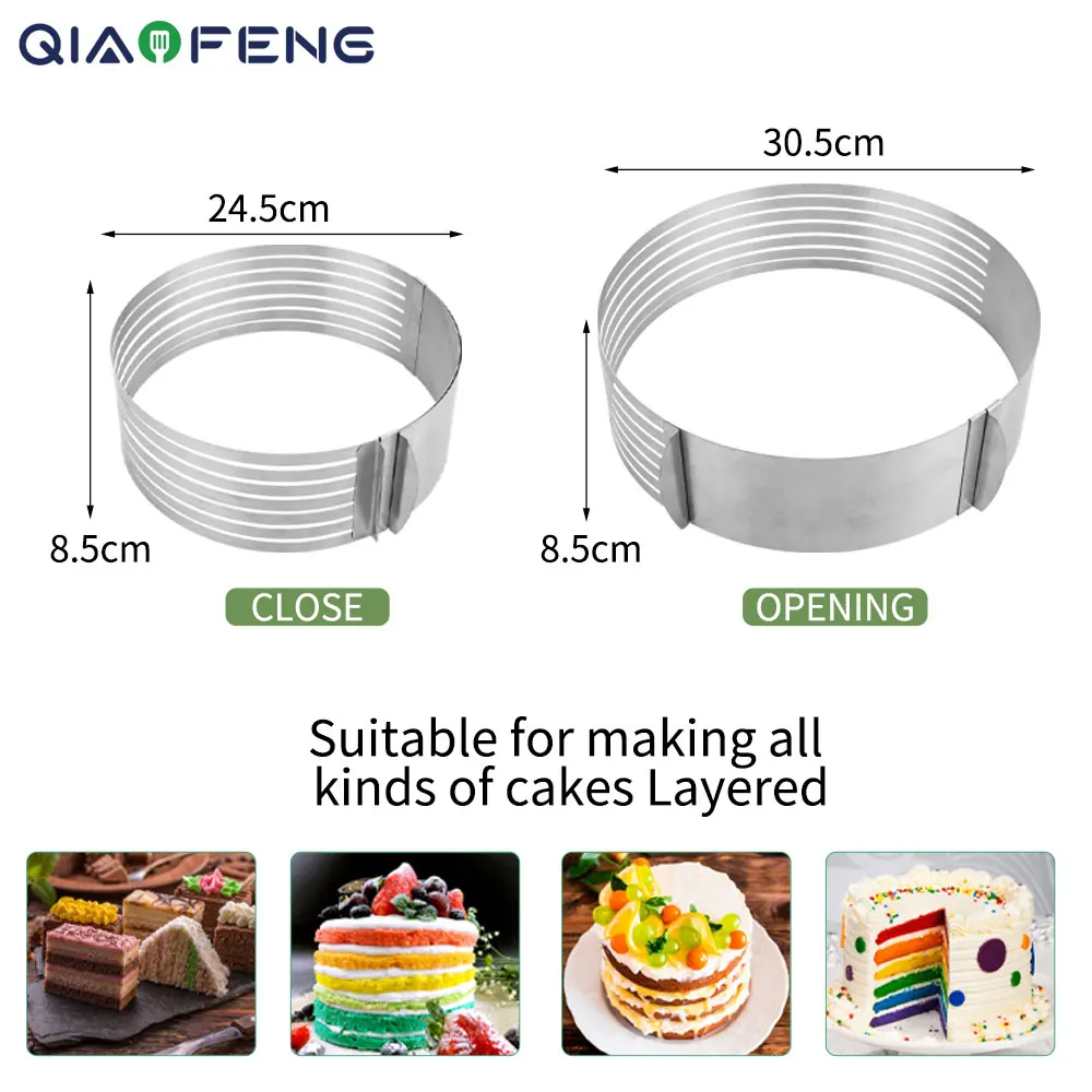 Baking Accessories Multi Stainless Steel Adjustable Layer Cake Slicer Cake Cutter Round Cake Ring Leveler