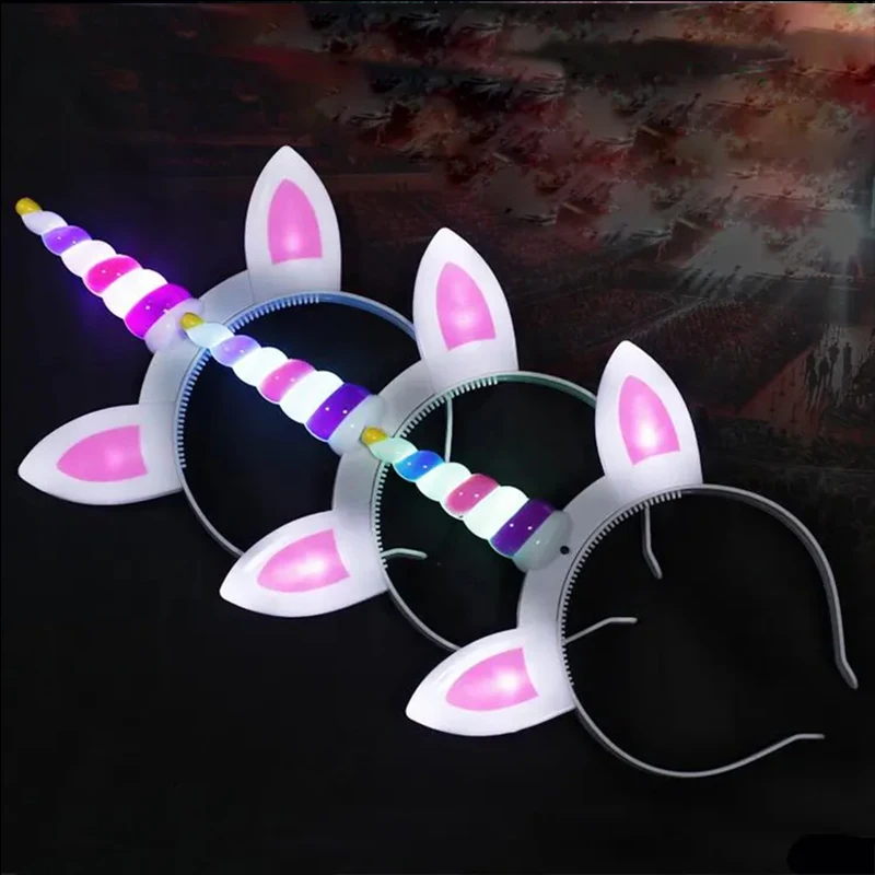 Glow Unicorn  Colorful  Headband Unicorn Headband For Girls Hair Accessories Party Favors Gift Children Birthday Headband Set