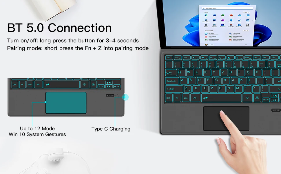 Высококачественный чехол для беспроводной клавиатуры с подсветкой и тачпадом для Surface Pro 3/4/5/6/7, чехол для планшета, Подарочная клавиатура