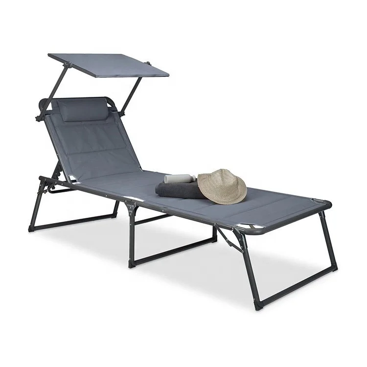 Cheap Grey Reclining Folding Garden Sunlounger Uk