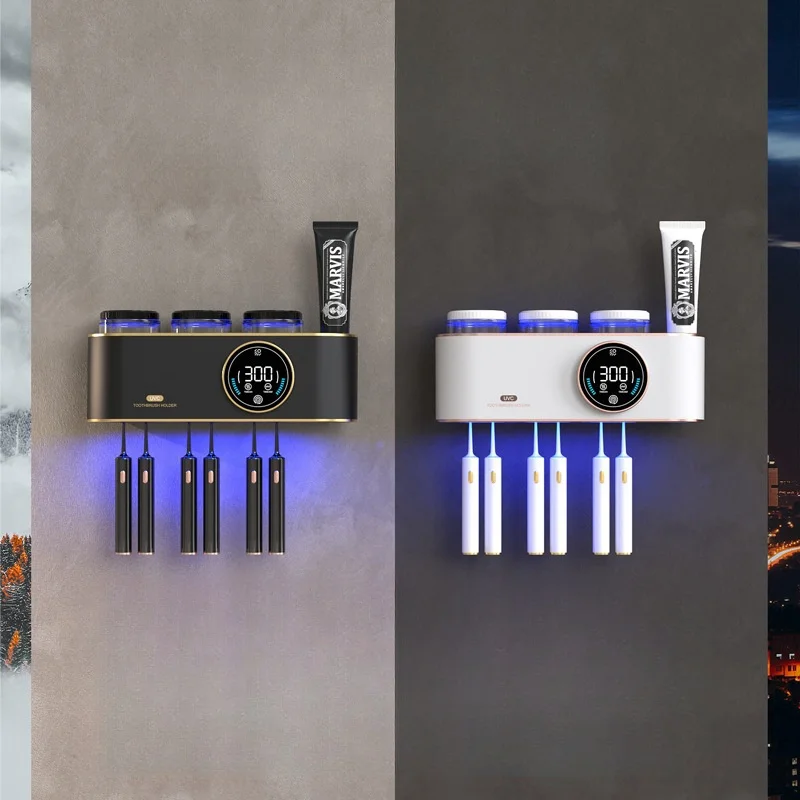 Disinfector UV Sterilizer Toothbrush Holder Automatic Toothpaste Dispenser Sanitizer