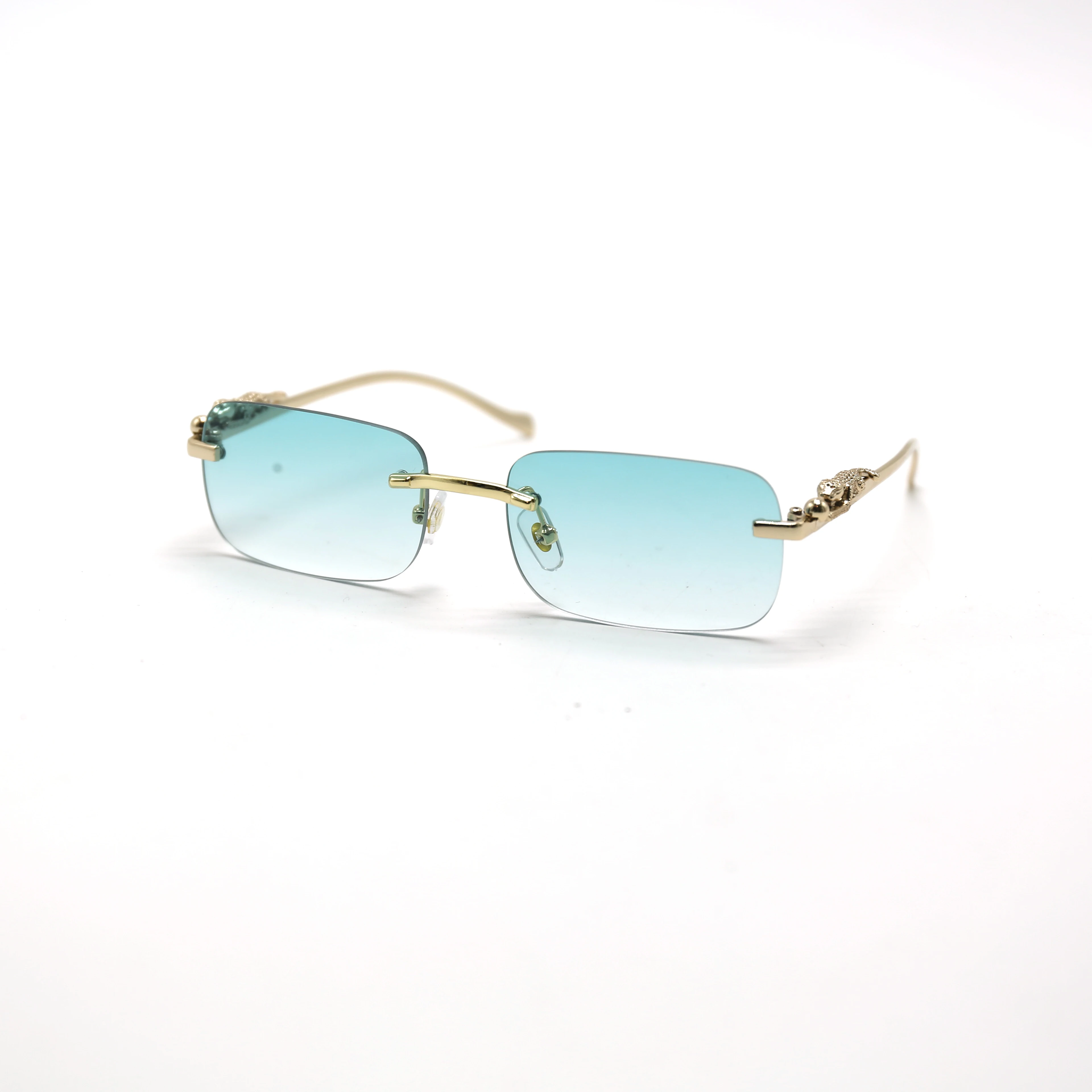 High quality Rectangular Retro Square Frameless Sun Glasses Vintage 90s custom logo unisex Small Rectangle rimless sunglasses