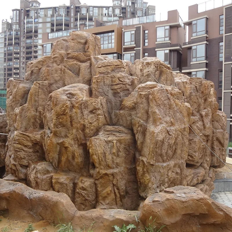 High quality large rockery fiberglass waterfalls natural stone garden fountain outdoor