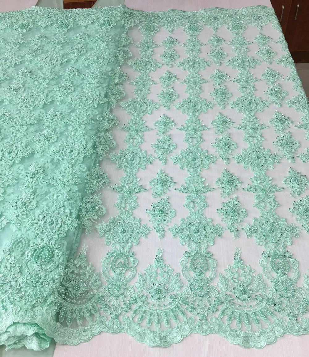 Роскошная кружевная ткань из сплава тяжелая ручная вышивка жемчугом и блестками/Высококачественная для изготовления платья