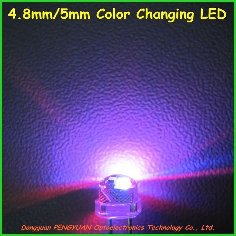 3.0-3.5V 4.8mm Straw Hat 5mm Round Shape RGB 7-Color Flashing Blinking LED Diodes ( CE & RoHS Compliant )