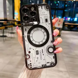 New phone case for iPhone14ProMax circuit diagram lens frame bracket CD 12/13 magnetic absorption all-inclusive protective shell