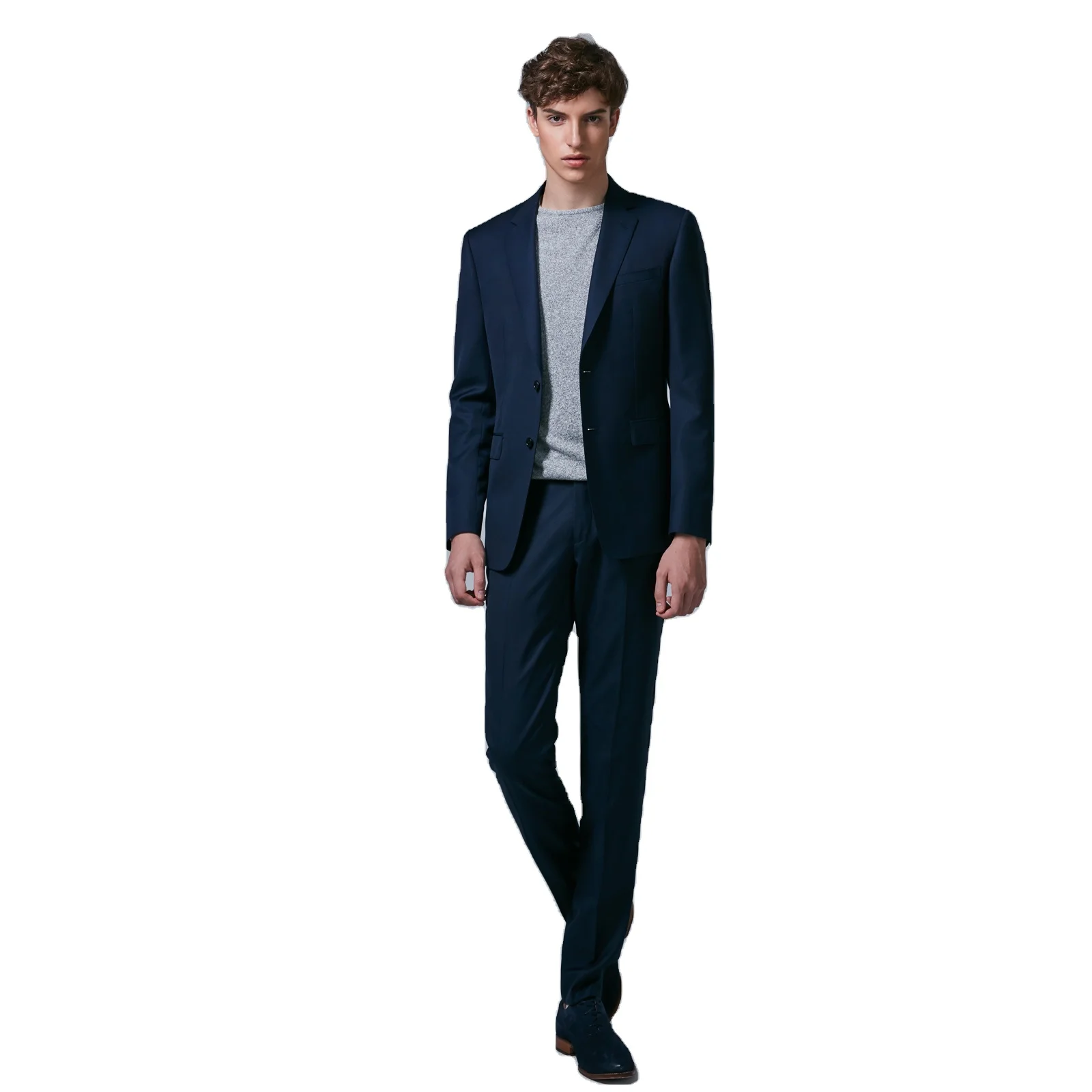 Custom Fashion Designs Wool Polyester Slim Fit Formal Men Two-piece Suit