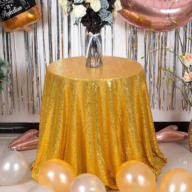 
Wholesale wedding party hotel rose gold sequin tablecloth overlays 