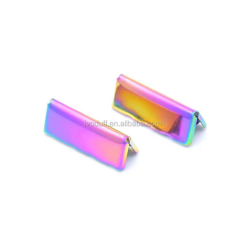 Ivoduff Rainbow Color Metal Rope End Clip, 1Inch Strap Ends With different Colors