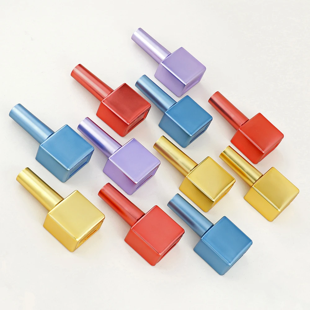 Electroplating Square Glass 15ml Design Your Own Empty Perfume Luxury Uv Gel Nail Polish Bottle