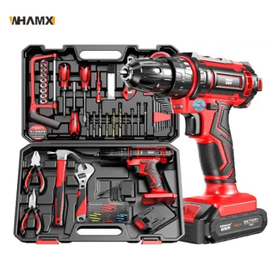 WHAMX 21V Brushless Home Electric Drill Impact Drill Lithium Battery Tool Electric Screwdriver Setlithium Battery Hardwar