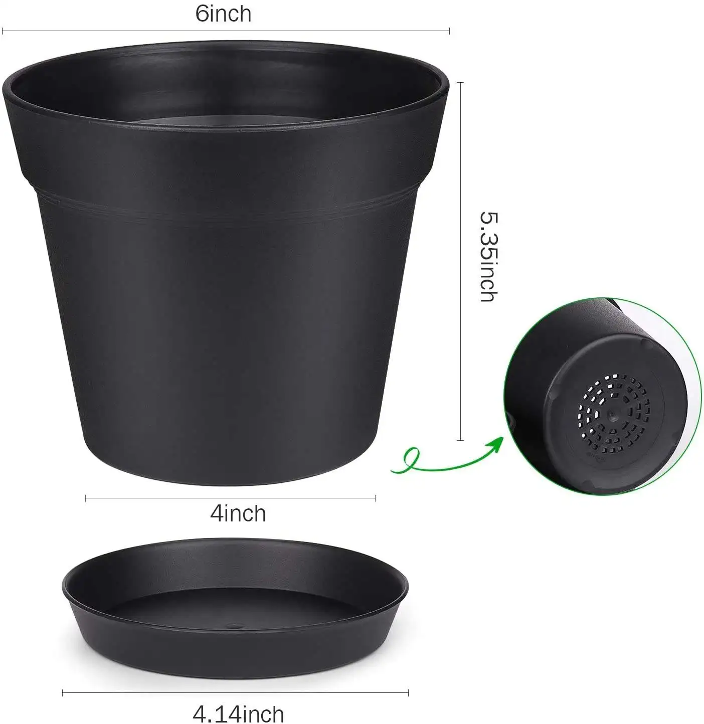 Plastic Nursery Pots Wholesale 1 2 3 5 7 10 15 Gallon Indoor and outdoor Plant Pot with Flower/green Plant