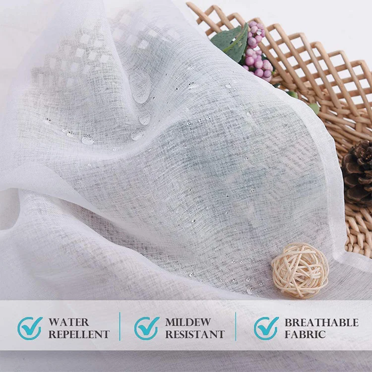 Waterproof Indoor/Outdoor Sheer Curtains for Patio - Grommet Voile Curtains for Living Room, Bedroom, Porch, Pergola, Cabana