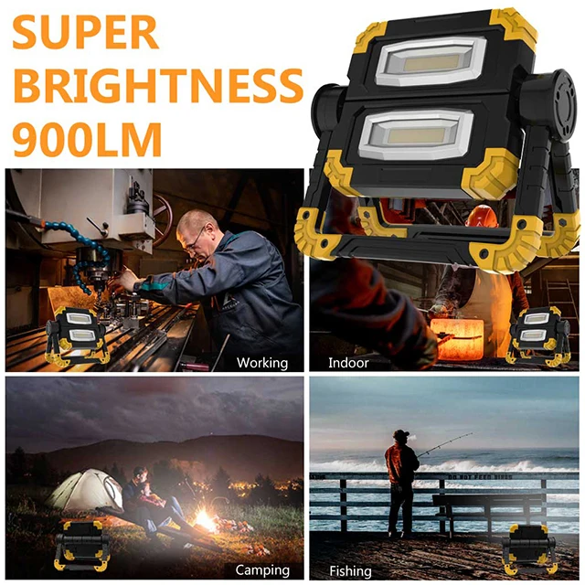 
High Quality Super Bright 900 Lumen 20W COB Flood Light USB Battery Waterproof Led Work Light Factory Direct Sale 