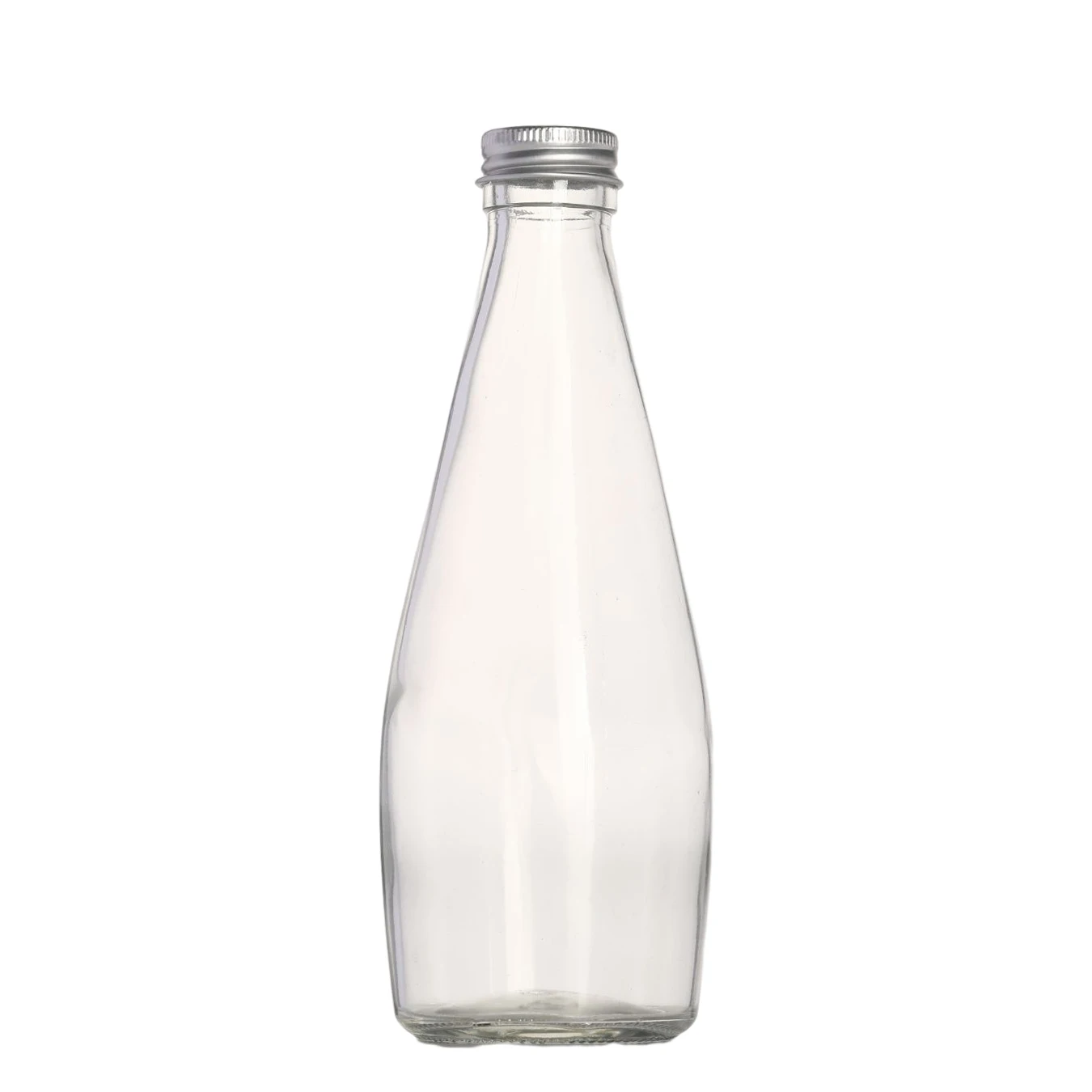 16 Oz Clear Custom Glass Bottle 0.5l Coffee Syrup Dispenser with Aluminum Cover Screen Printing Juice Bottles Beverage Round VJ