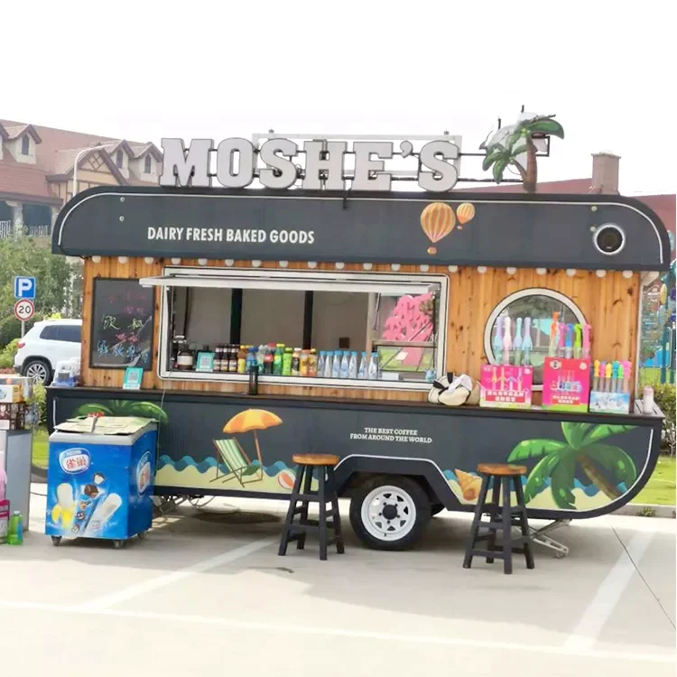 American Outdoor Mobile Food Trailer Snack Cart Hot dog Food Cart Mini Donut Food Cart with Kitchen