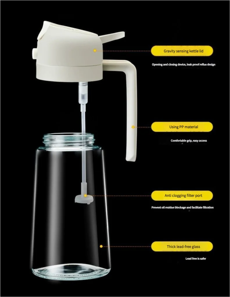 2 in 1 Spray and Pour Olive Oil Dispenser Glass Kitchen Oil Dispenser 16oz Oil Dispenser Bottle for Kitchen - 2 in 1 Oli
