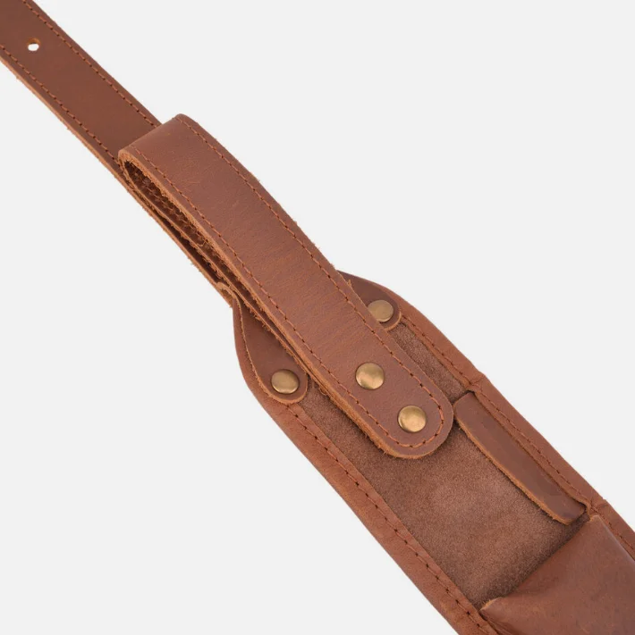 HiBO OEM Leather  and Suede Leather Gun Sling with Cartridge Holder in Brown Black