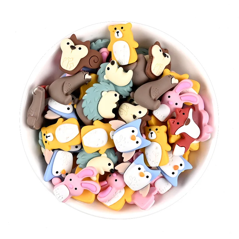 New Arrival Resin Cartoon Hedgehog Fox Rabbit Owl Charms Cute Resin Accessory For Decoration