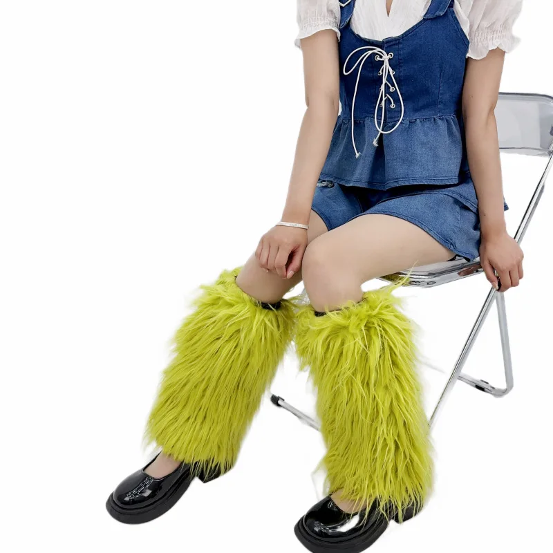 Pile of Fur Socks for Women Autumn Style Imitation Fur Leg Covers Calf Socks Mid-tube Socks