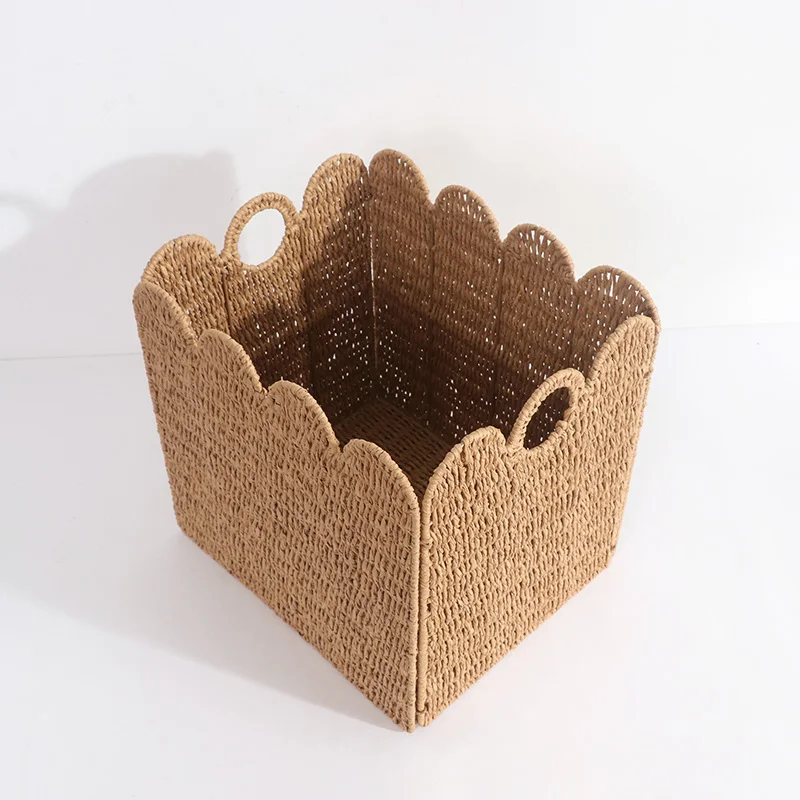 New Arrival Hand-Woven Paper Rope Foldable Storage Basket Multifunctional for Living Room Home Storage