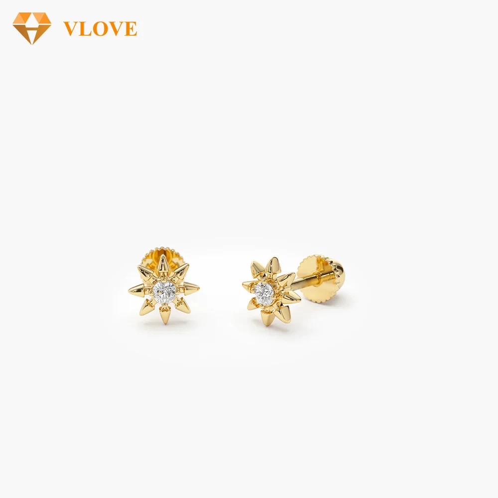 VLOVE Wholesale Gold Jewelry Factory Diamond Jewelry 14k Gold Star Diamond Helix Piercing