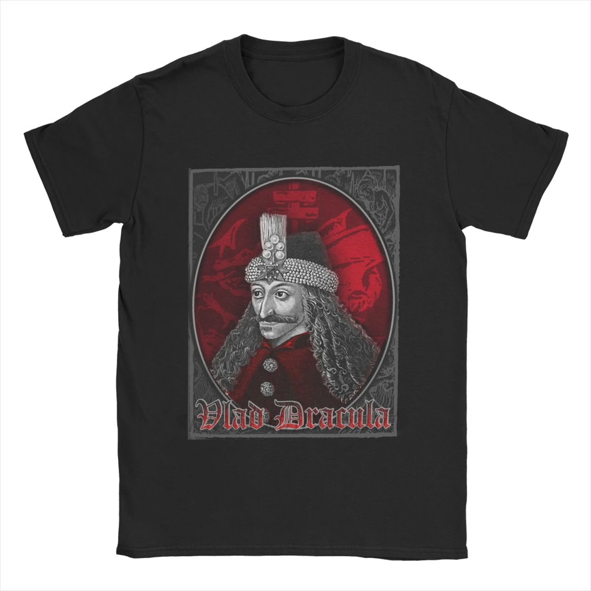 
Vlad Dracula Gothic T Shirts for Men Pure Cotton T-Shirt Tepes Vampire Goth Horror Movie The Impaler Tees Short Sleeve 