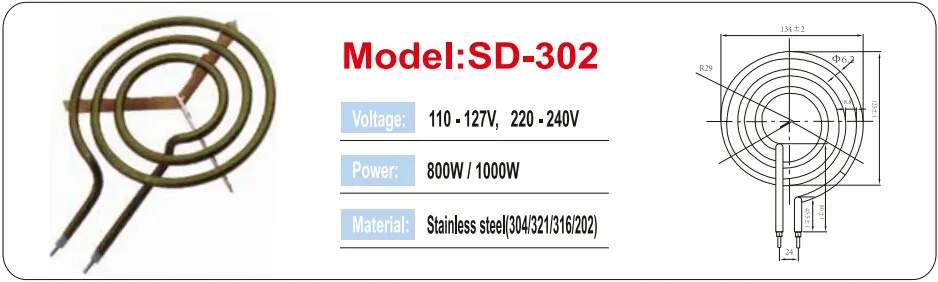 SD-326 wholesale price stainless steel electric heating element for hot plate