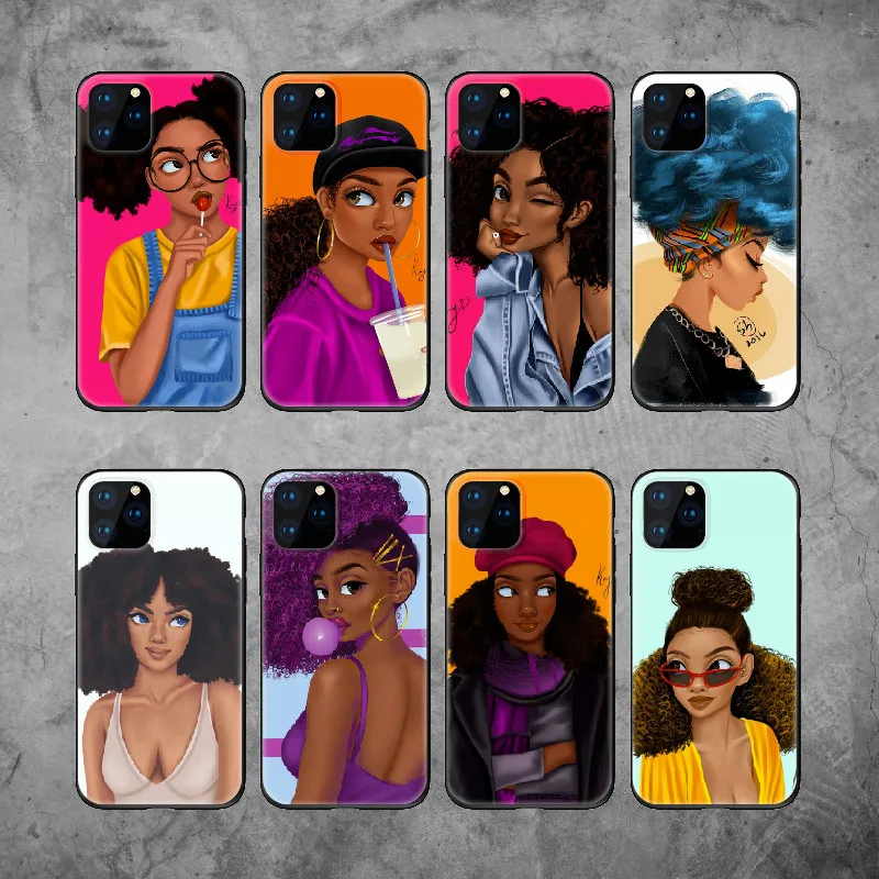 pop melanin cool women's shoes; Colors: black, girl phone case for iphone X 11 Pro, 8, 8Plus,