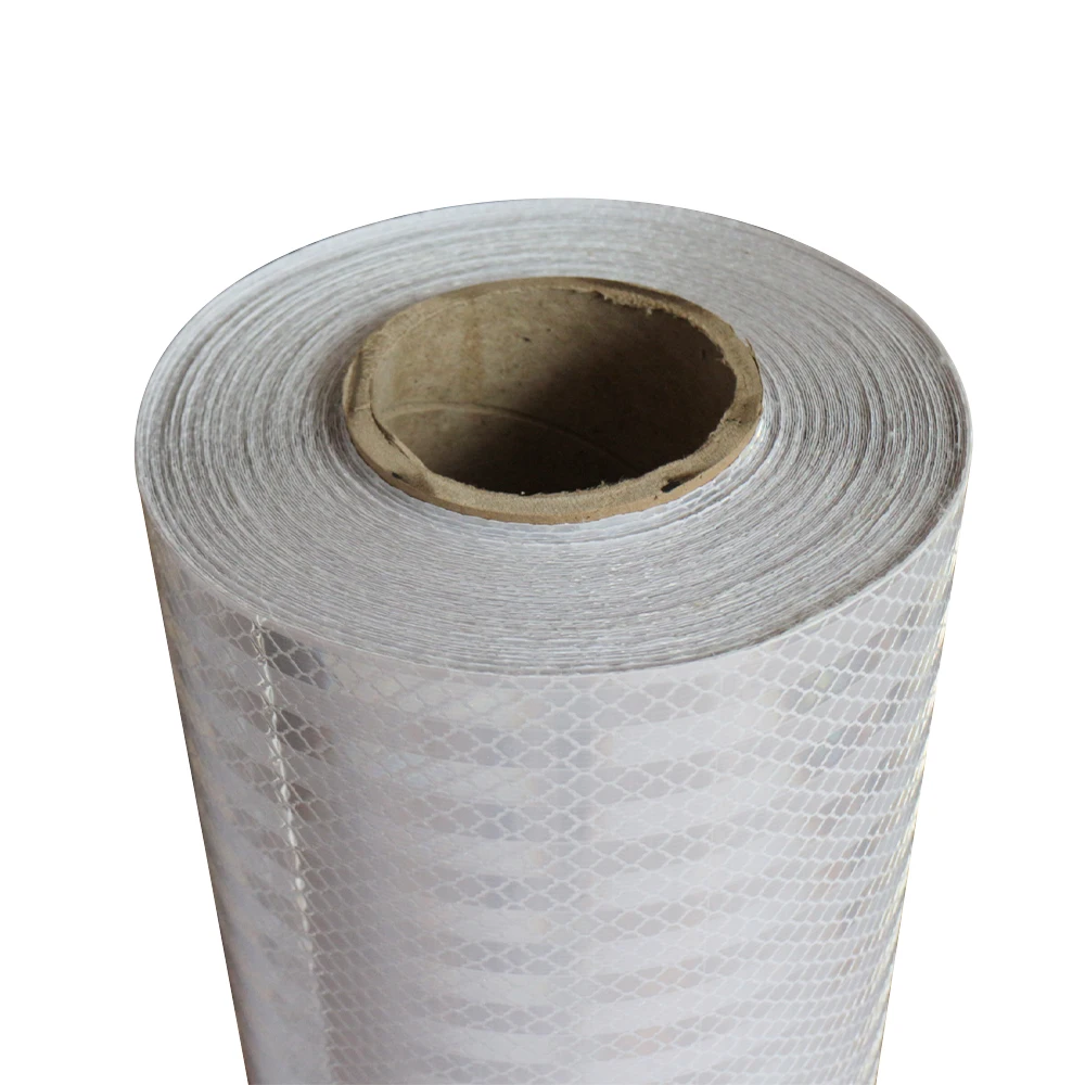 White EN12899 RA Class RA2 Micro Prismatic Adhesive Diamond Grade Reflective Sheeting Film Roll with Mesh Backing