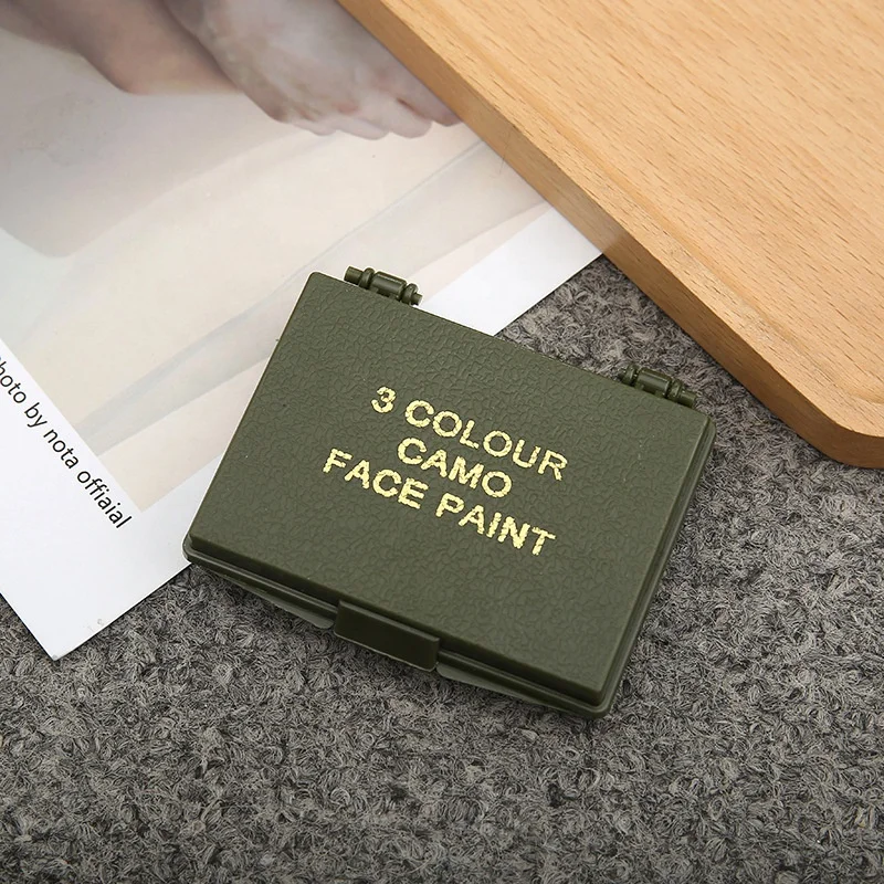 3 Color Black Green Brown Camouflage Face Paint Forest Woodland Digital Makeup Kit with Mirror