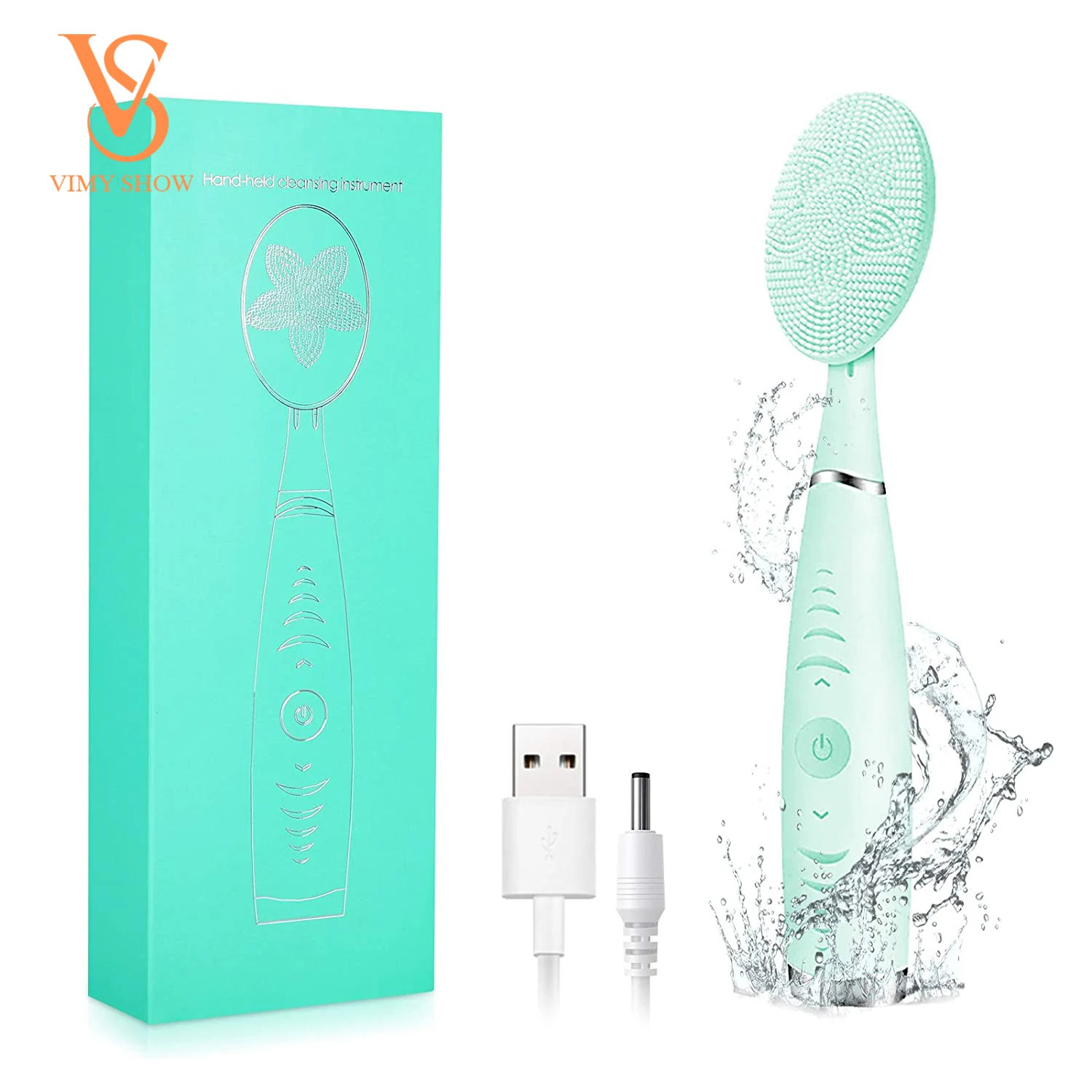Handle Electric Facial Cleansing Brush Waterproof Face Massage Facial Cleanser Silicone Cleaning Brush