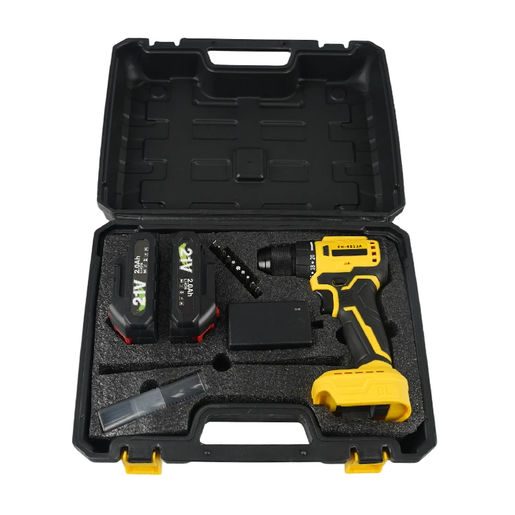 Online shop same type portable household DIY tools set 21V 2Ah electric li-ion battery power brushless cordless drill