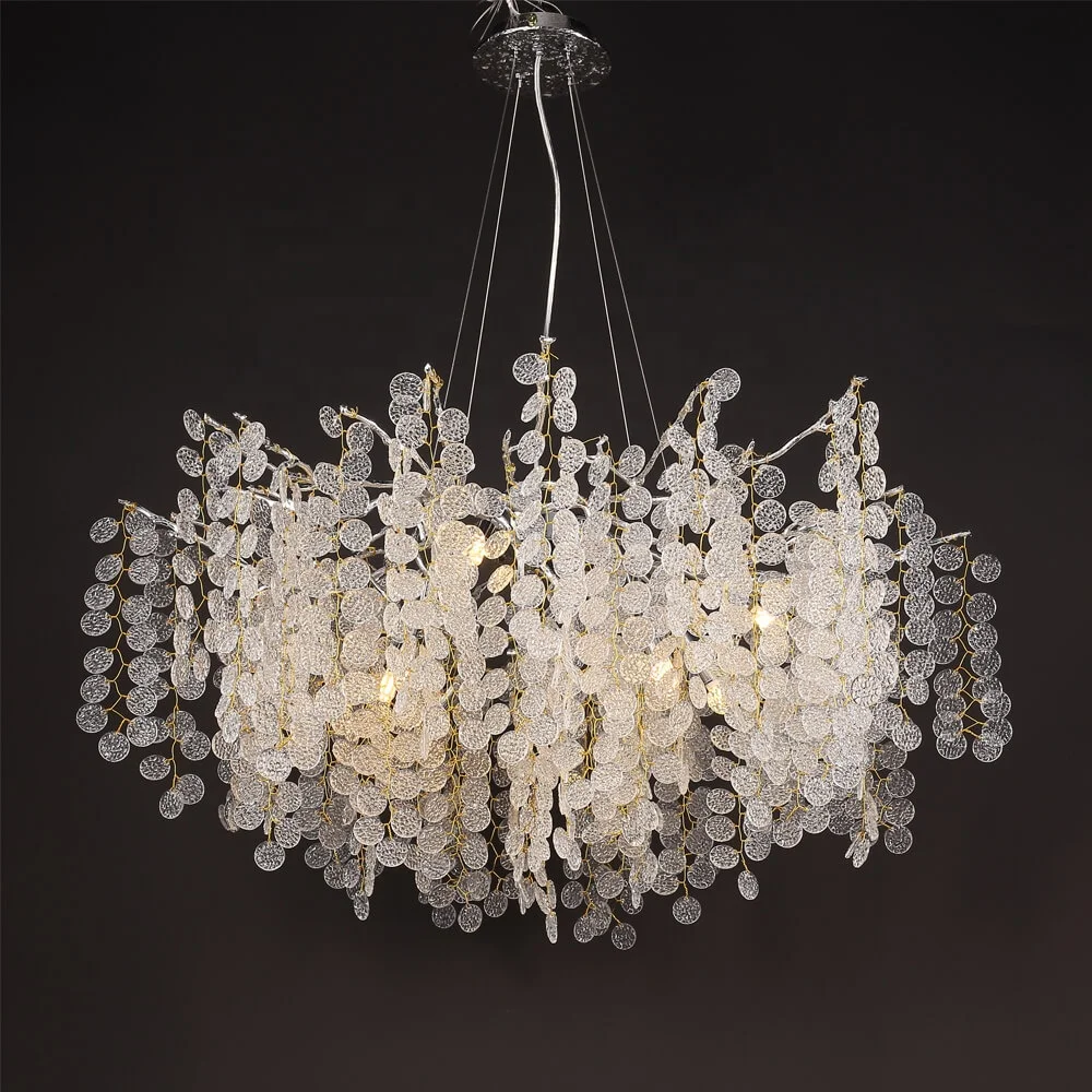 hotel lobby tree branch pendant light rain drop modern luxury glass chandelier