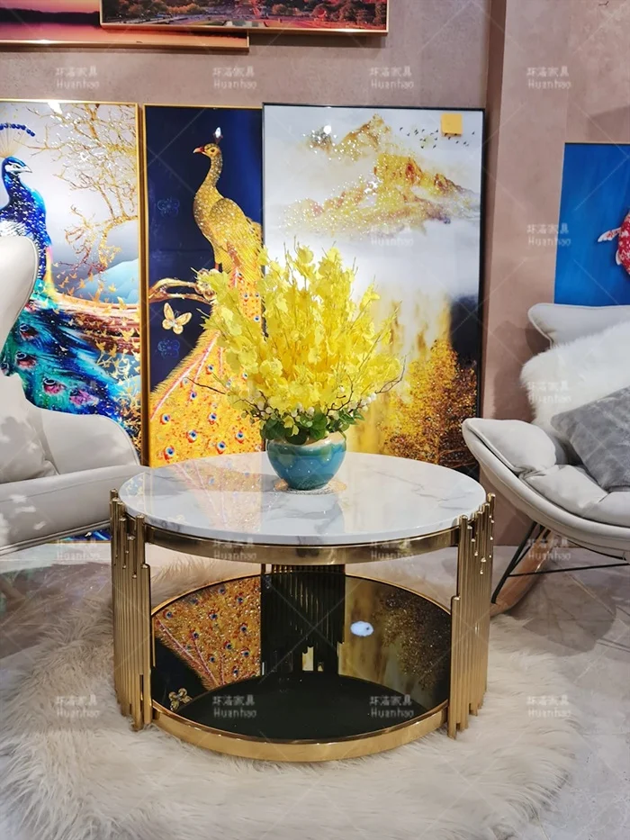 modern cheap round coffee table 80x80 glass  for living room furniture