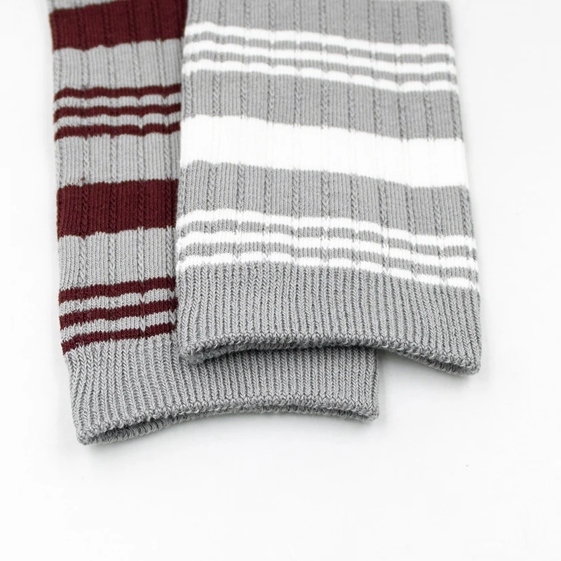 RTS Women School Autumn Winter New Style Black White Striped Vintage Mid-calf Scrunch Cotton Crew Socks