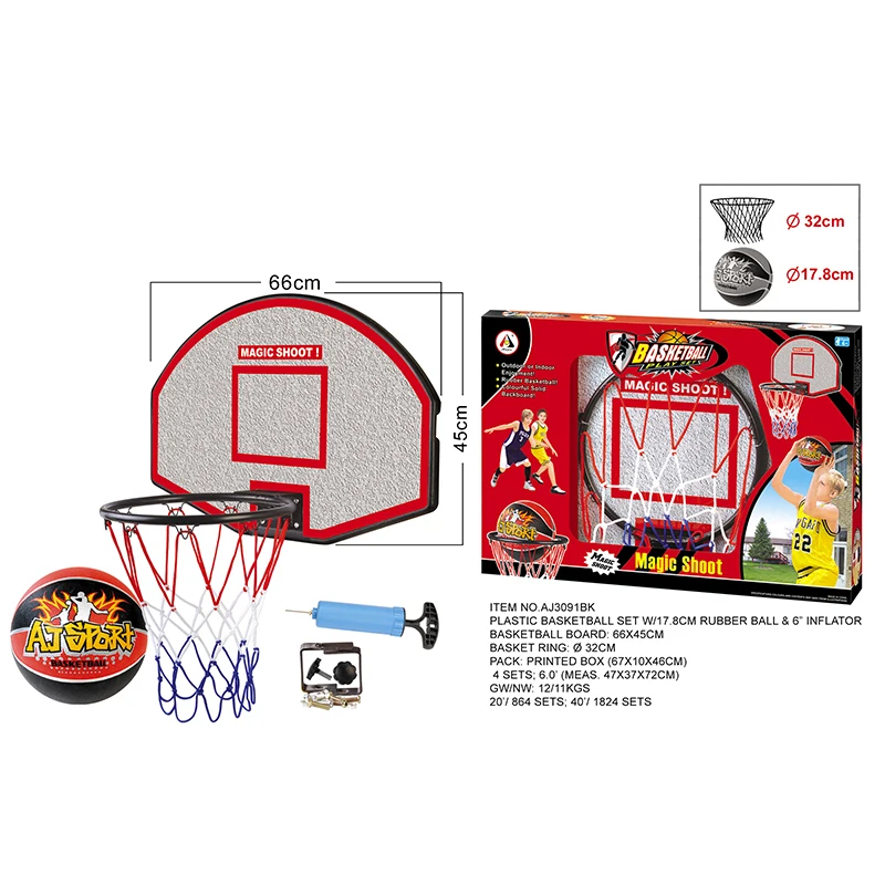 PE basketball board steel rim Mini Basketball Hoop With Ball and Hand Pump