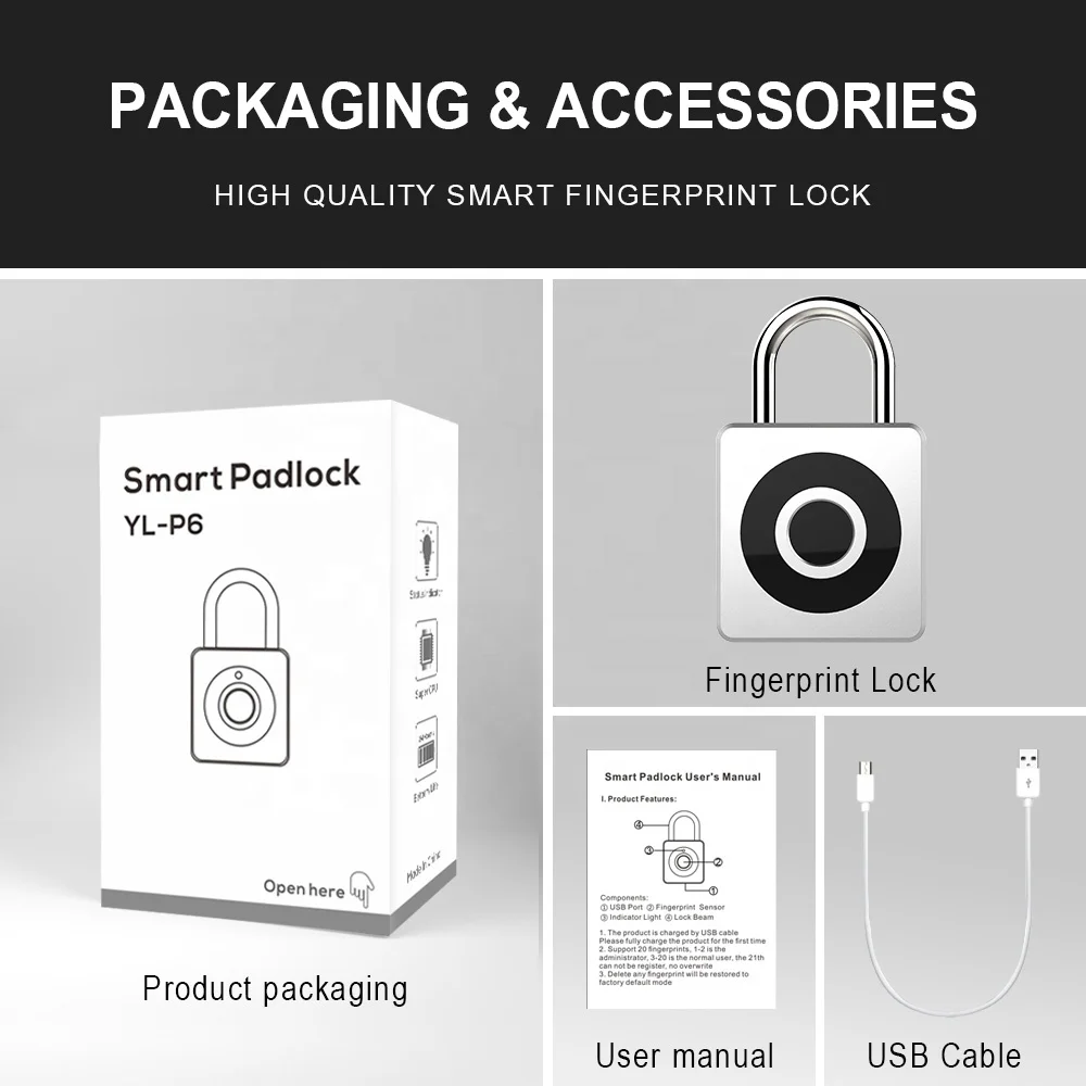 Factory wholesale easy lock Amazon hot sale fingerprint padlock smart padlock