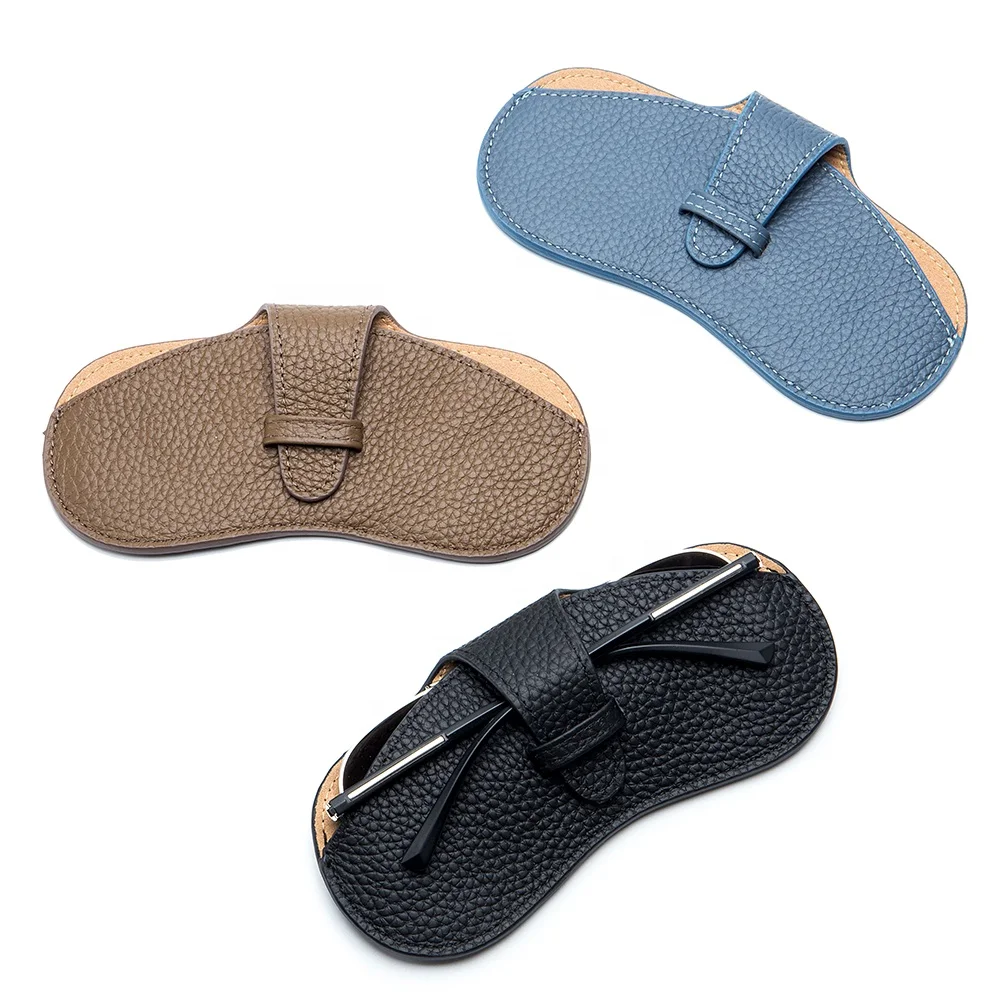 New Designer Fashion Genuine Leather Custom Logo Glasses Case Sunglasses Case Eyeglass Pouch