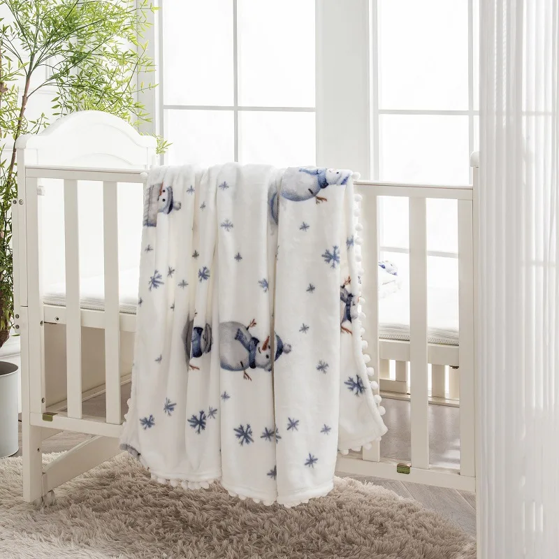 Chinese Factory custom woven print  design blanket dot tassel customized baby blanket for watching TV