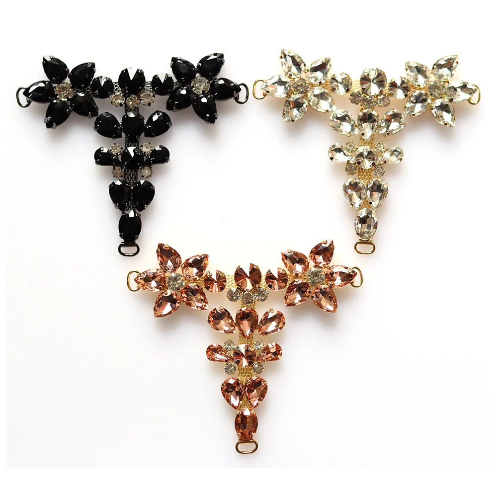 custom glass rhinestones metal ladies shoes buckle for women shoes accessories