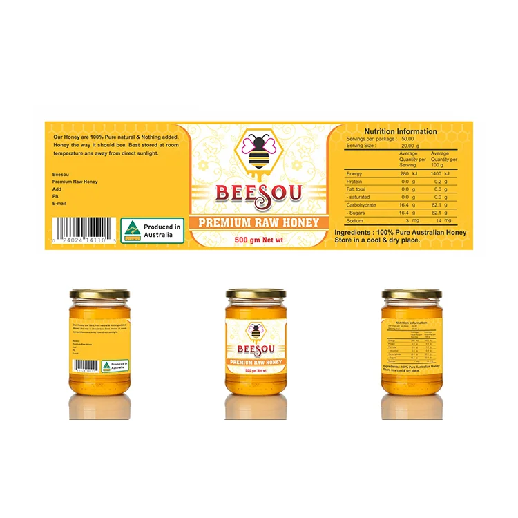 Custom Waterproof Mineral food label plastic water Bottles Labels glass jar label wine bottle