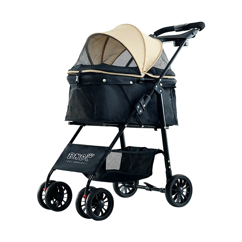 Pet Trolleys For Travelling 4 Wheels Foldable Dog Stroller Travel Bag Cat Cart Carrier Detachable Pet Puppy Stroller
