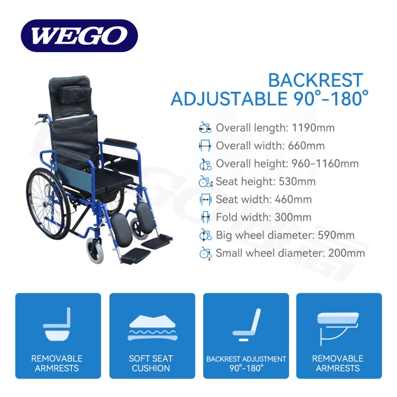 WEGO hospital wheel chair manufacturer folding lightweight manual wheelchair