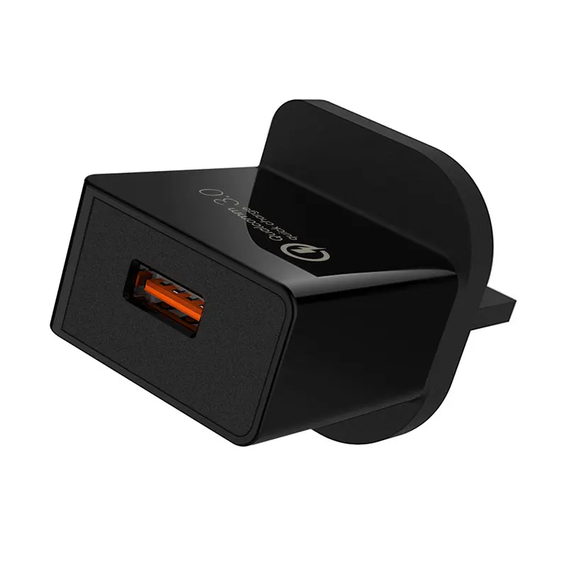 UK Regulations ABS+PC Material ELT Certified QC3.0 18W 9V 2A Fast Charging USB Wall Charger