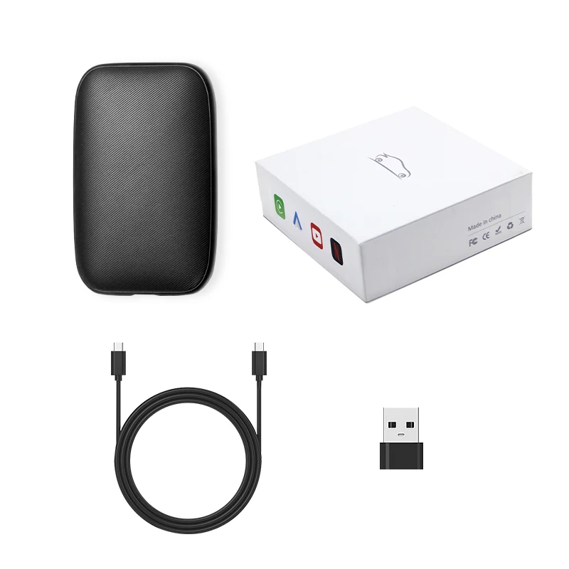 Wireless Carplay Adapter - 3 in 1 Wireless Carplay and Android Auto Adapter with Built in Netflix YouTube Support TF Card