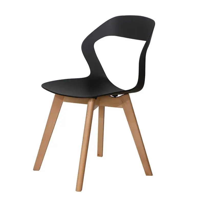 Hot sale special style modern dining room furniture sturdy and durable wooden leg pp plastic dining chair