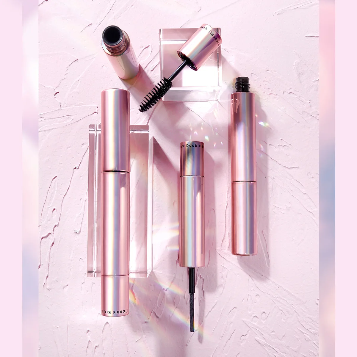 Высококачественная розовая тушь для ресниц 2 в 1 удлиняющая двухсторонняя